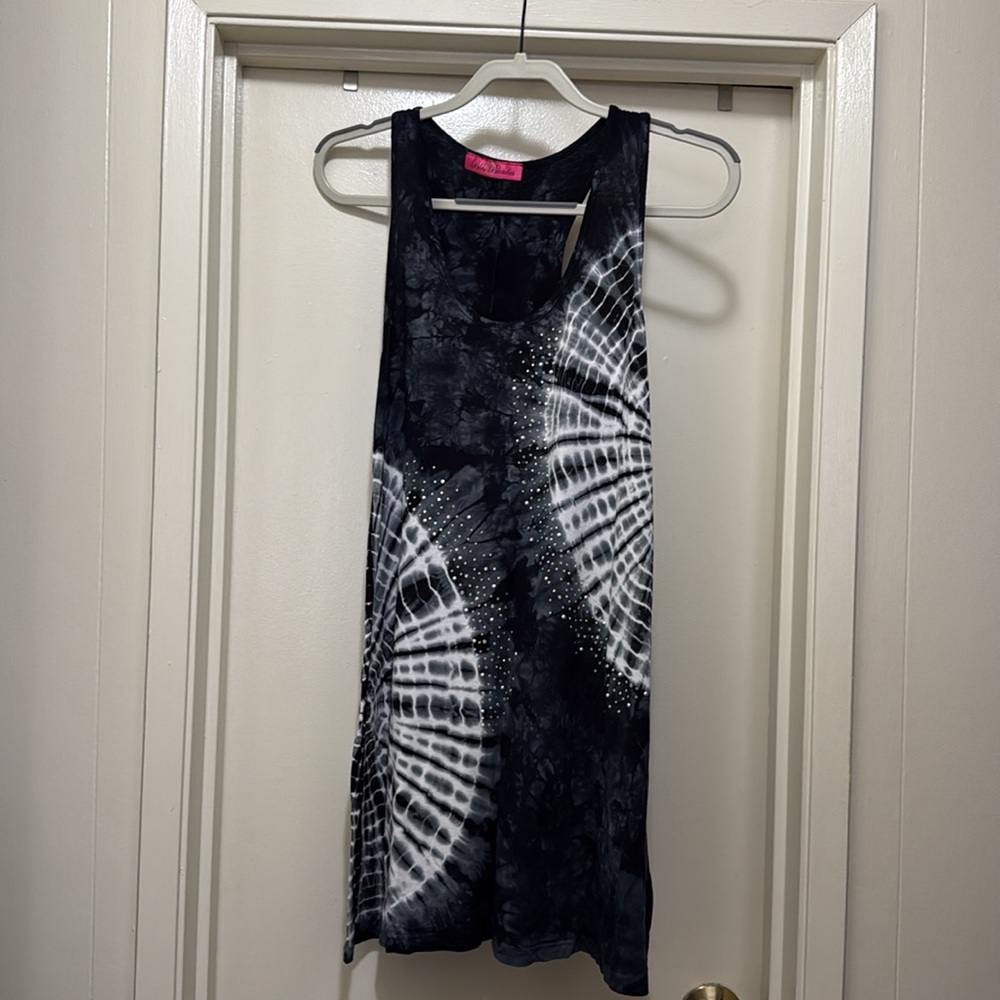Black and White Tie-Dye Tank Top